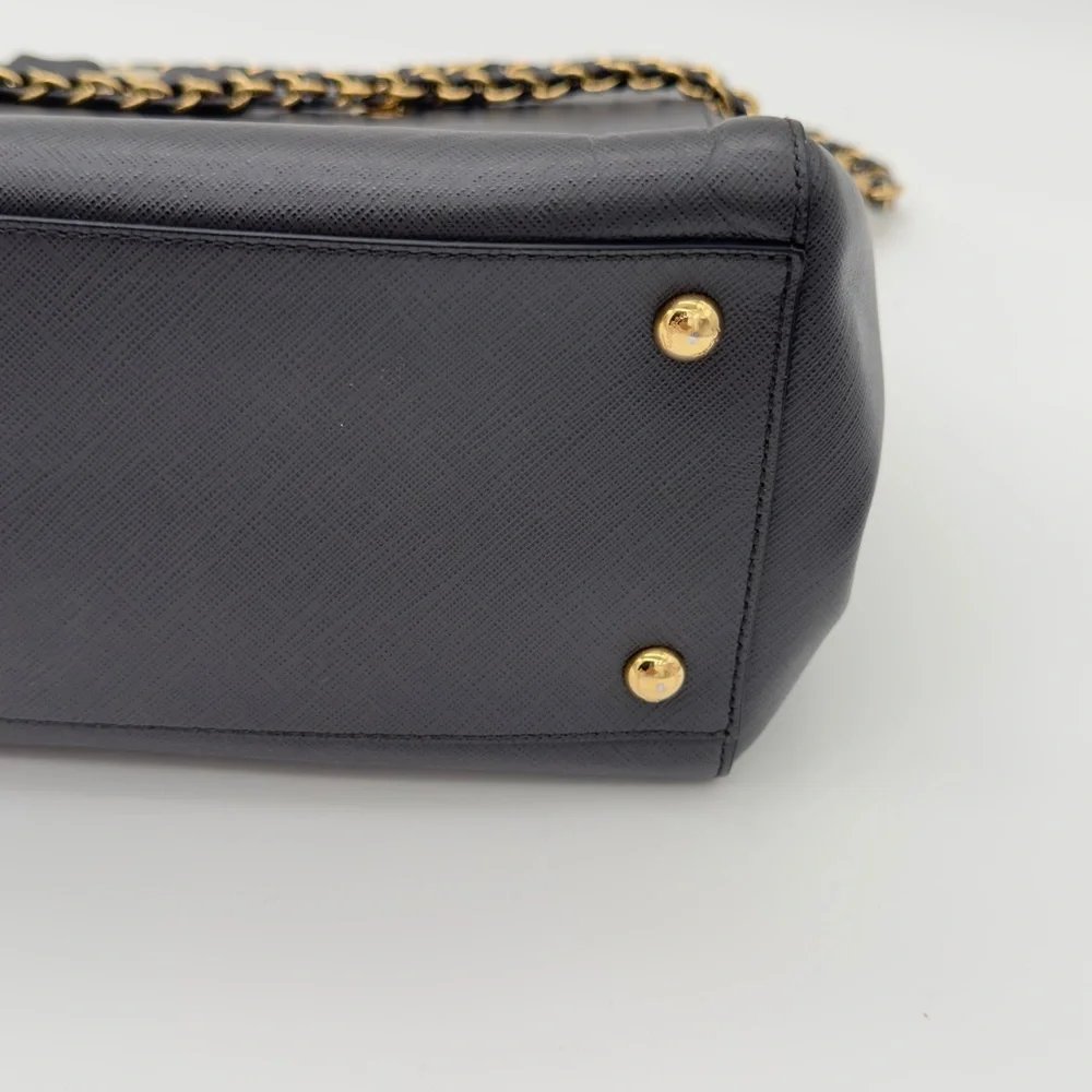 Salvatore Ferragamo Leather Chain Tote Bag Handbag Grey Gold - Picture 8 of 16